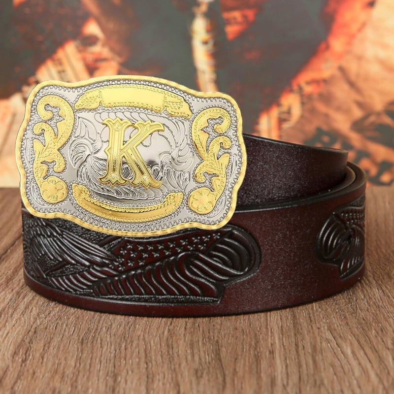 WMG Western Belt Buckle Initial Letters ABCDMRJ to Z Cowboy Belt Buckle, Rodeo Buckles for Men & Women Fits Up to 2 Inch Belts - Image 5